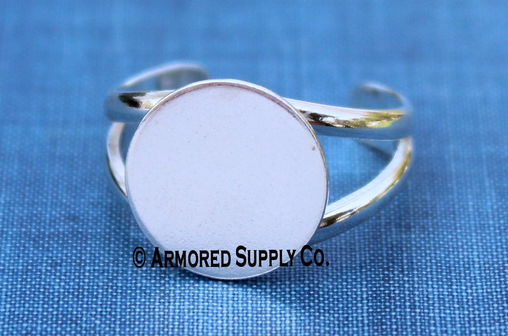 Sterling Silver Split Shank Cuff Ring 9.5mm Disc Pad Ring Blank