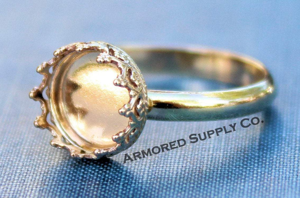 Gold Filled 8mm Crown Bezel Cup Ring blank, Half Round Ring Band, Breast Milk DIY ring, DIY jewelry supplies, wholesale jewelry, diy ring