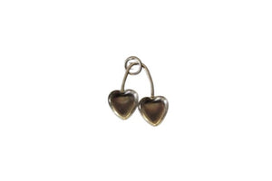 Sterling Silver Cherry Stem Double Heart Bezel Pendant Blank Mounting Silver