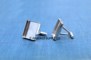 Sterling Silver 14mm Square Bezel Cuff Links