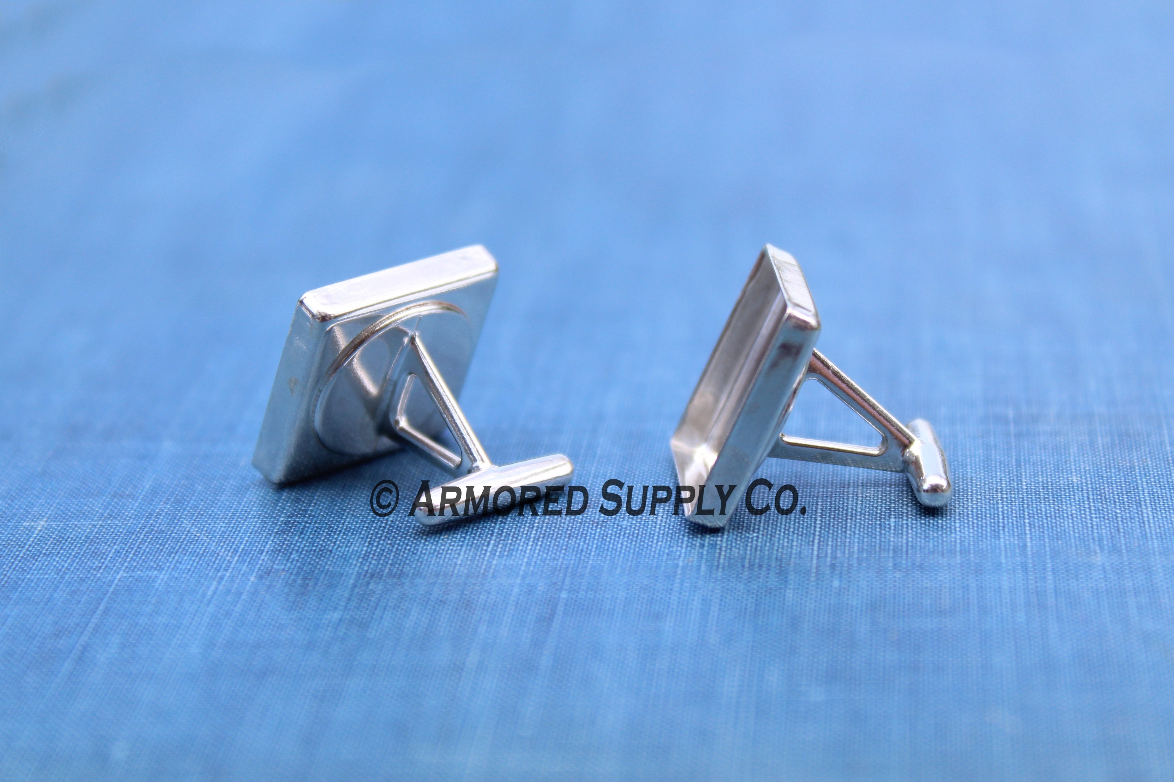 Sterling Silver 14mm Square Bezel Cuff Links