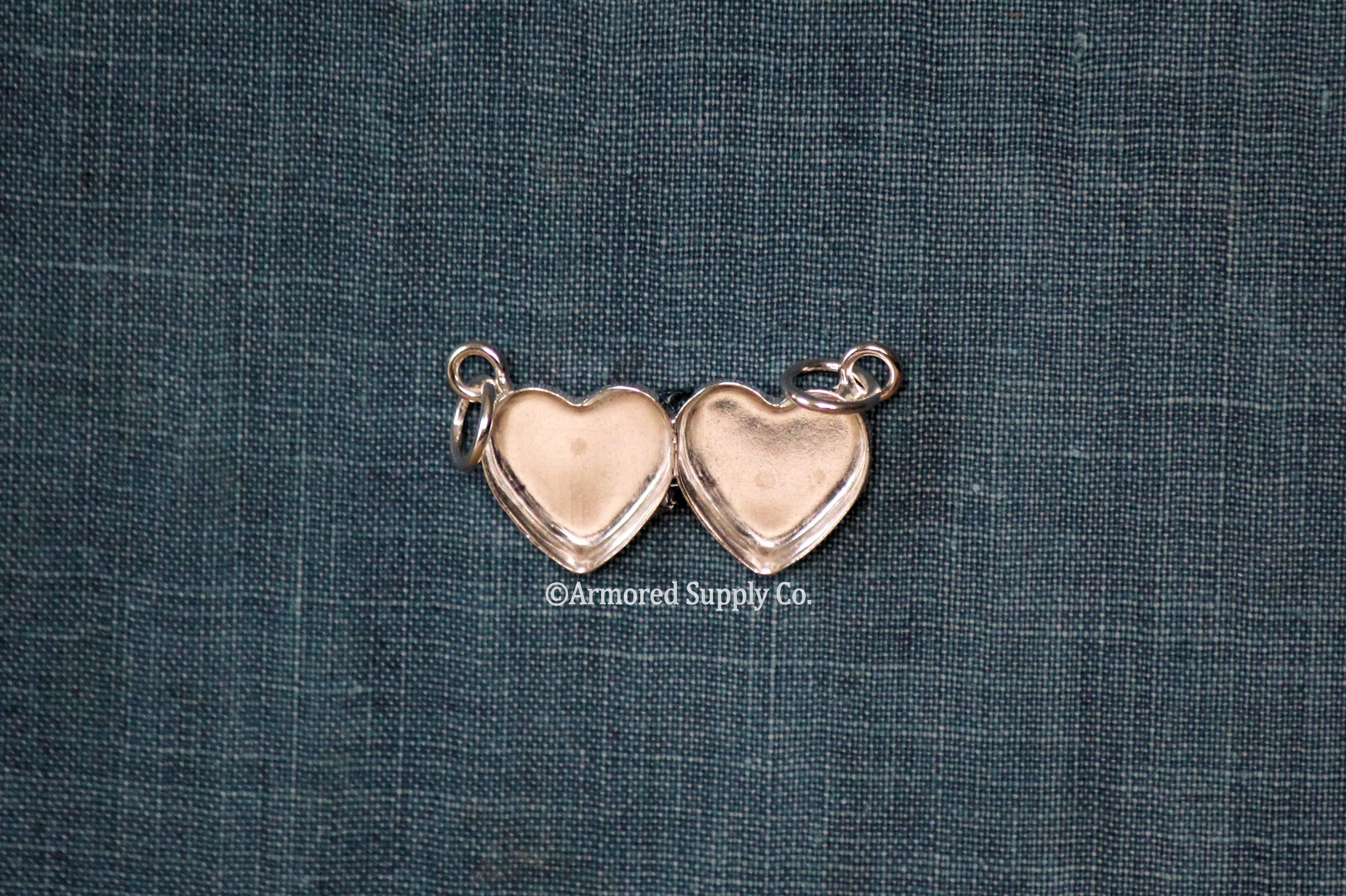 Double Loop Double Heart Bezel Pendant Blank Mounting Silver (Copy)