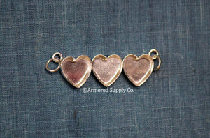 Double Loop Triple Heart Bezel Pendant Blank Mounting Silver