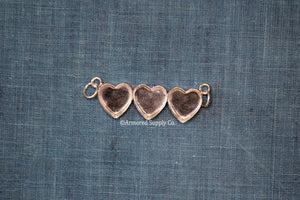 Double Loop Triple Heart Bezel Pendant Blank Mounting Silver