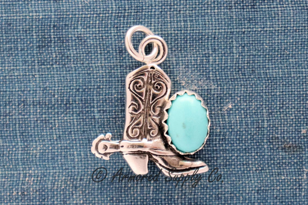 Sterling Silver Cowboy Boot Bezel Cup Charm #4