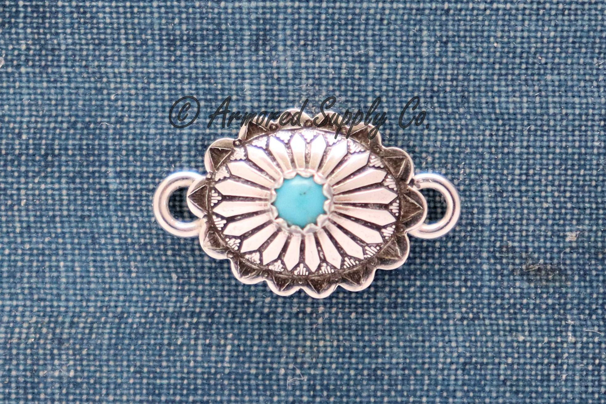 Sterling Silver Mini Oval Concho Connector #2