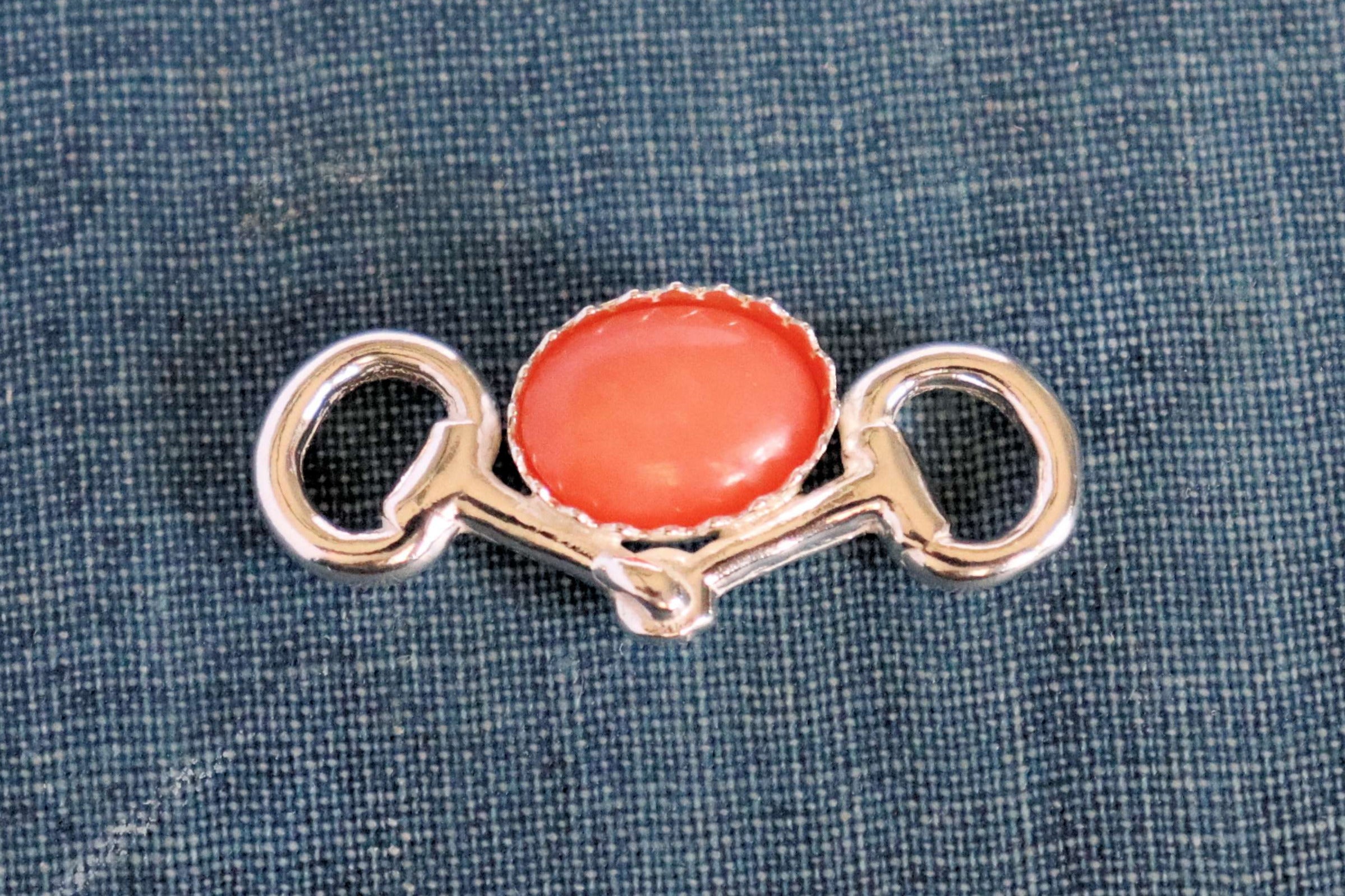 Sterling Silver Bridle Snaffle Bit Bezel cup Charm Connector #3