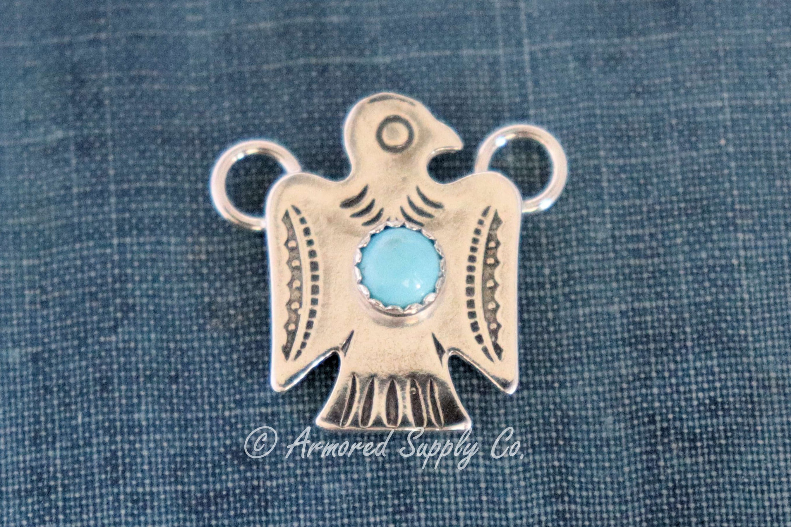 Sterling Silver Thunderbird Bezel cup Connector #1