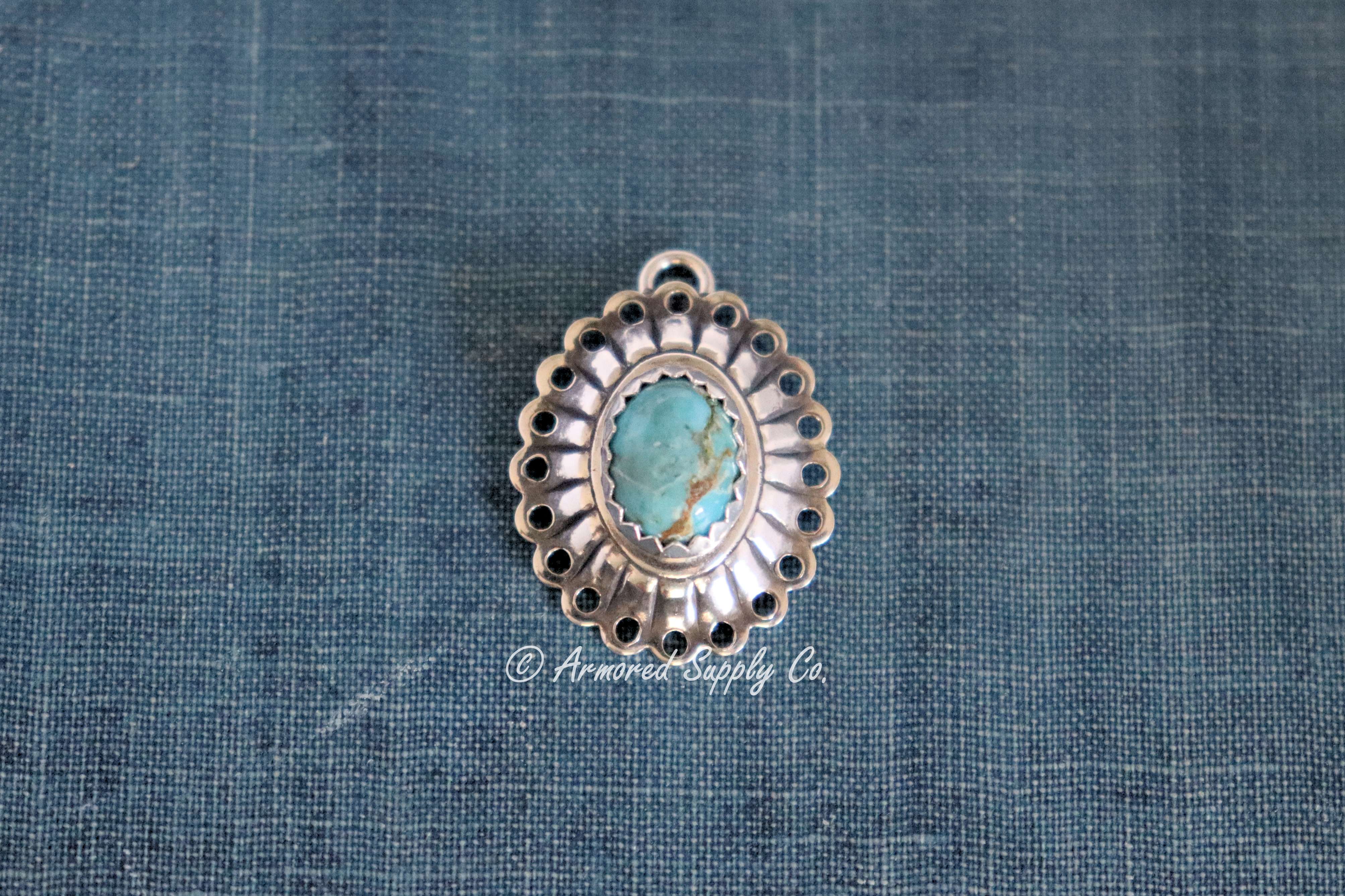 Sterling Silver Scalloped Oval Concho Charm
