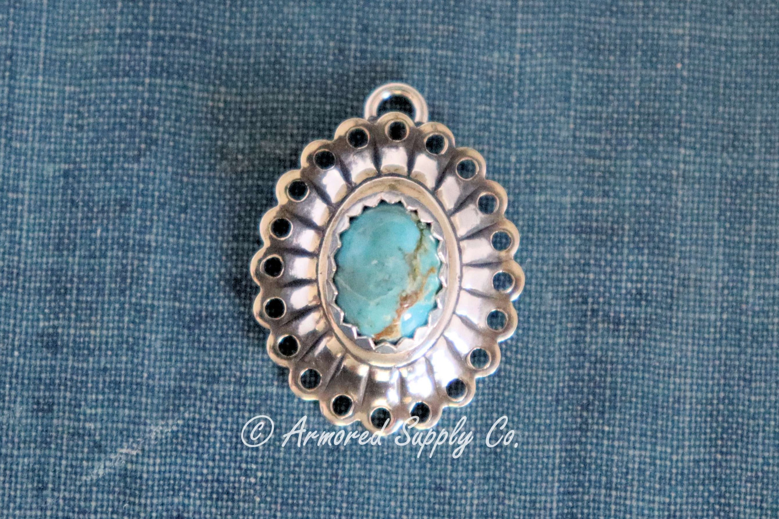 Sterling Silver Scalloped Oval Concho Charm
