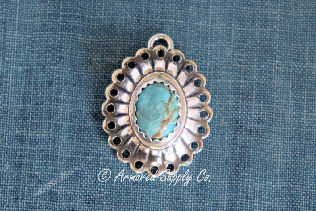 Sterling Silver Scalloped Oval Concho Charm