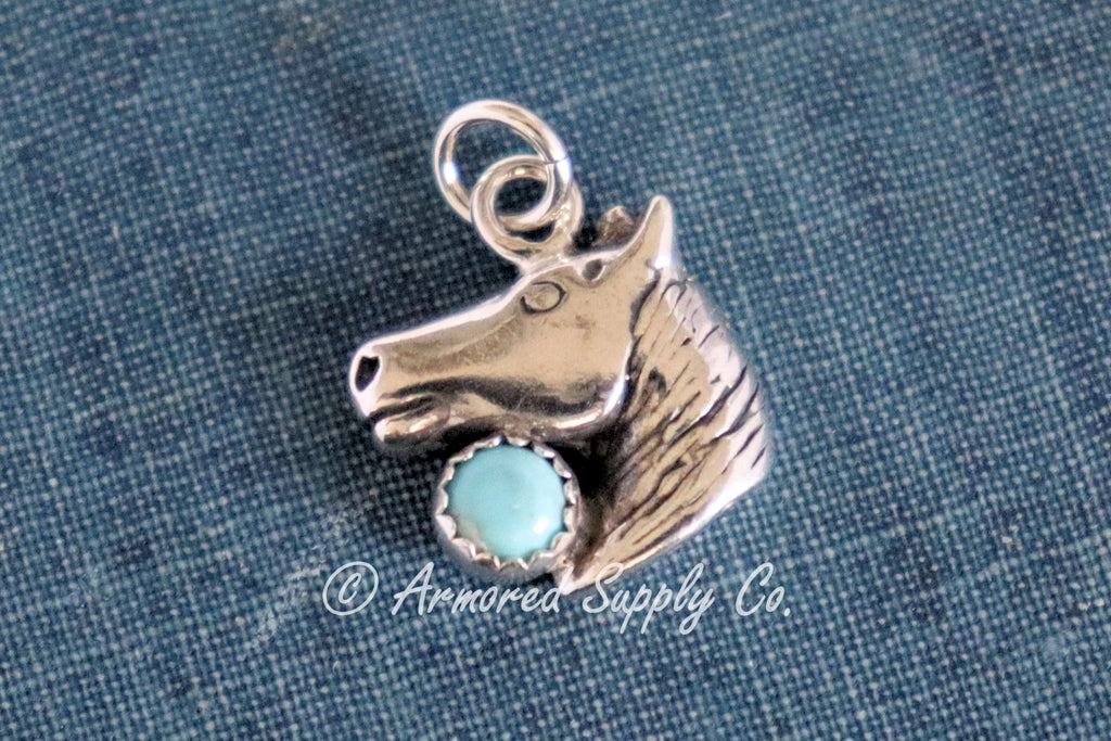 Sterling Silver Horse Head Bezel cup Charm