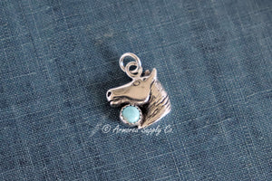 Sterling Silver Horse Head Bezel cup Charm