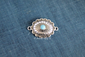 Sterling Silver Medium Oval Concho Connector