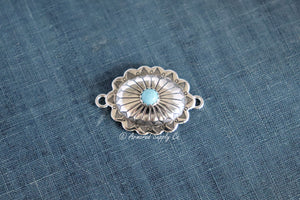 Sterling Silver Medium Oval Concho Connector