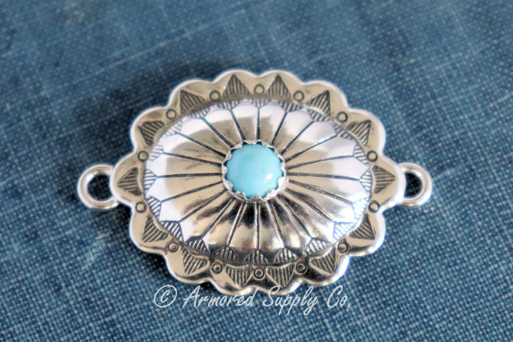 Sterling Silver Medium Oval Concho Connector