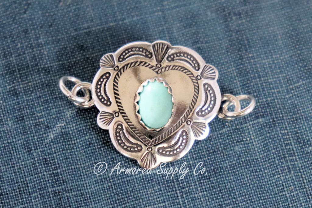 Sterling Silver Small Heart Concho Connector