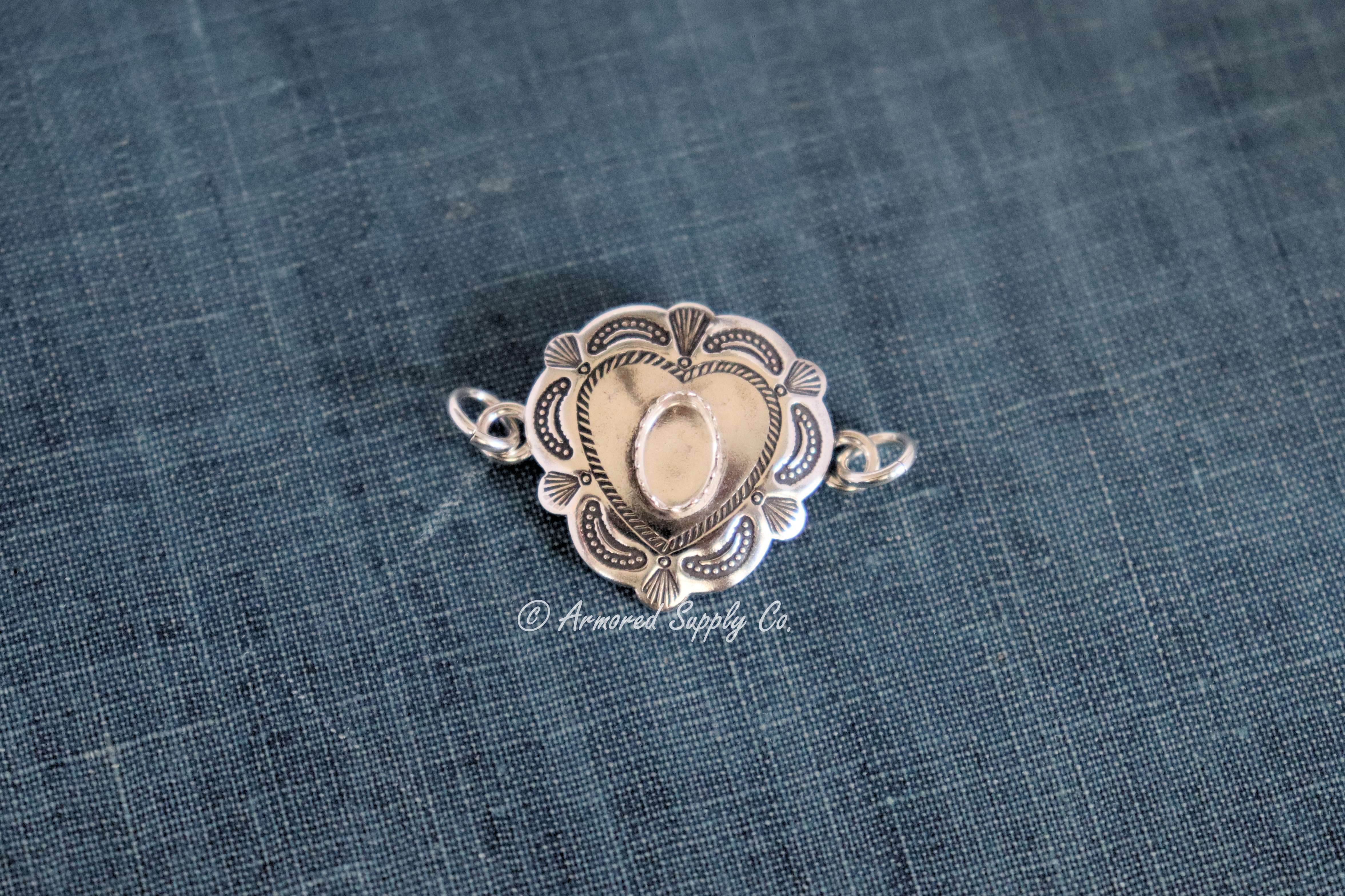 Sterling Silver Small Heart Concho Connector