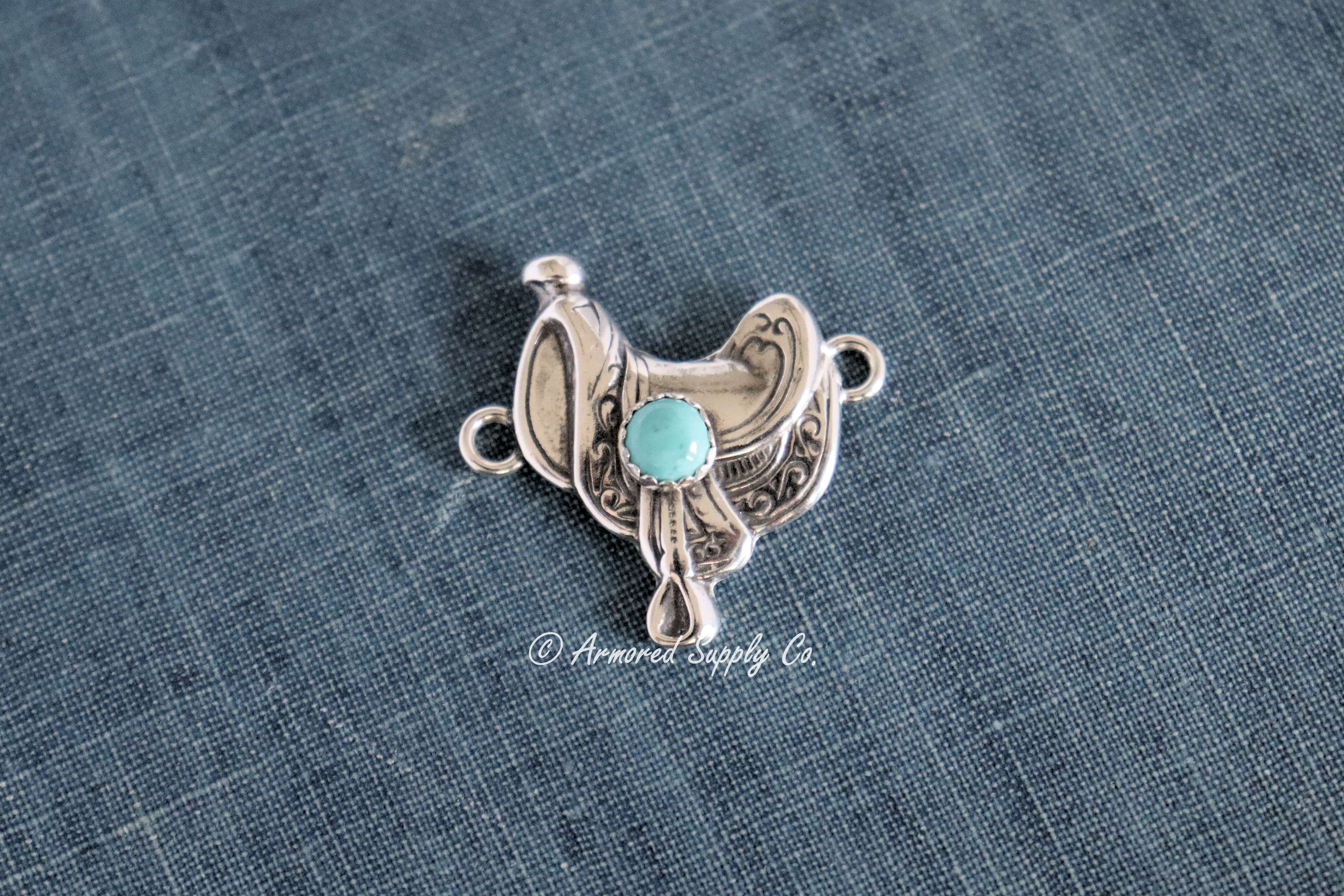 Sterling Silver Horse Saddle Bezel cup Connector