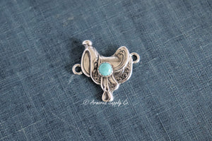 Sterling Silver Horse Saddle Bezel cup Connector