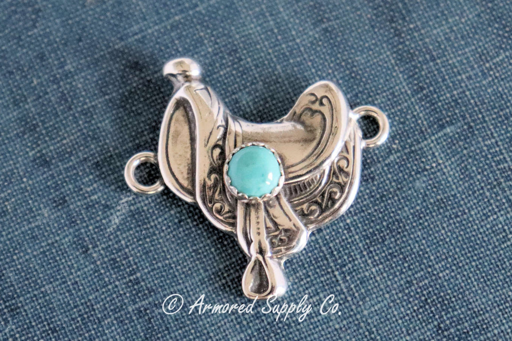 Sterling Silver Horse Saddle Bezel cup Connector