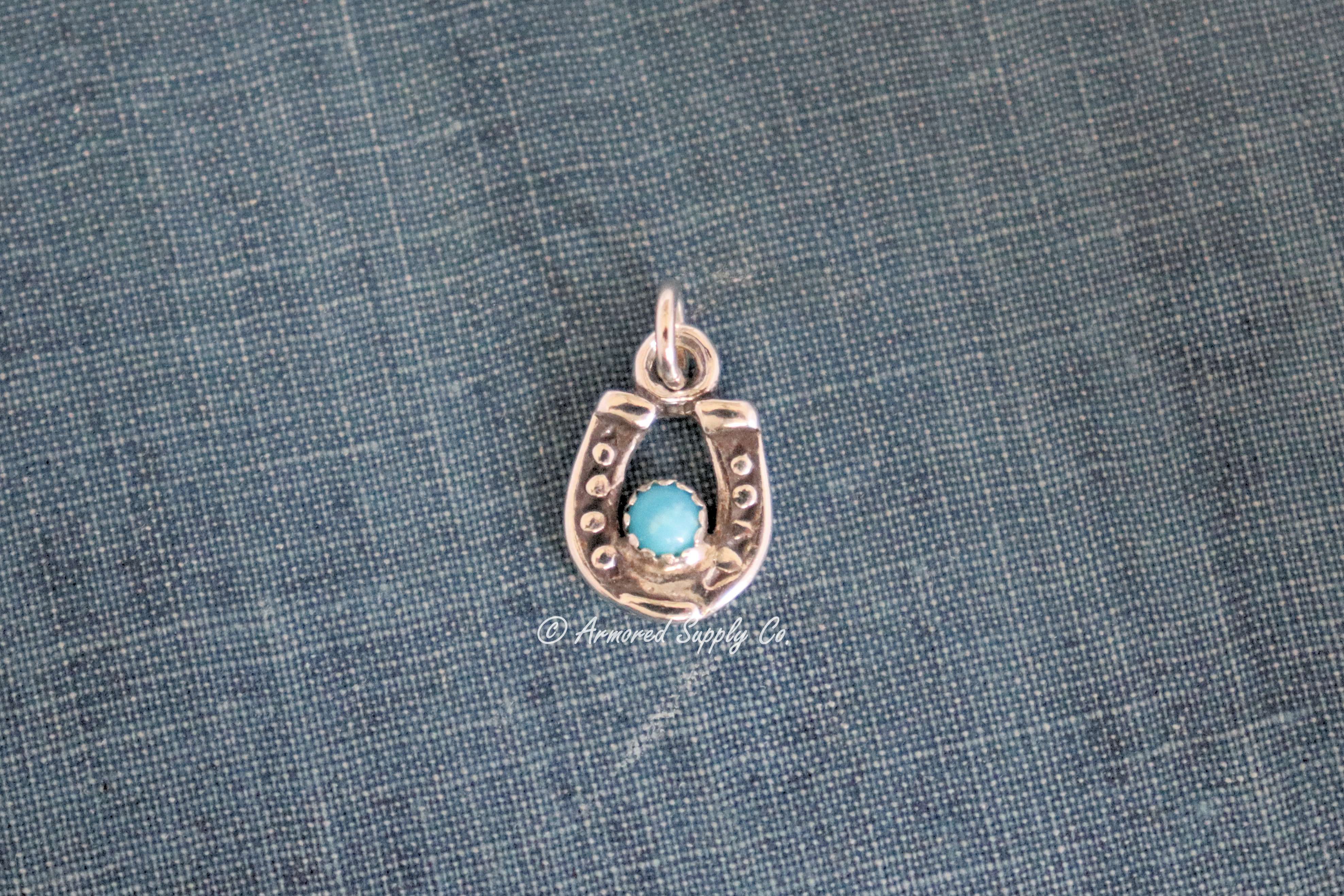 Sterling Silver Horseshoe Bezel cup Charm