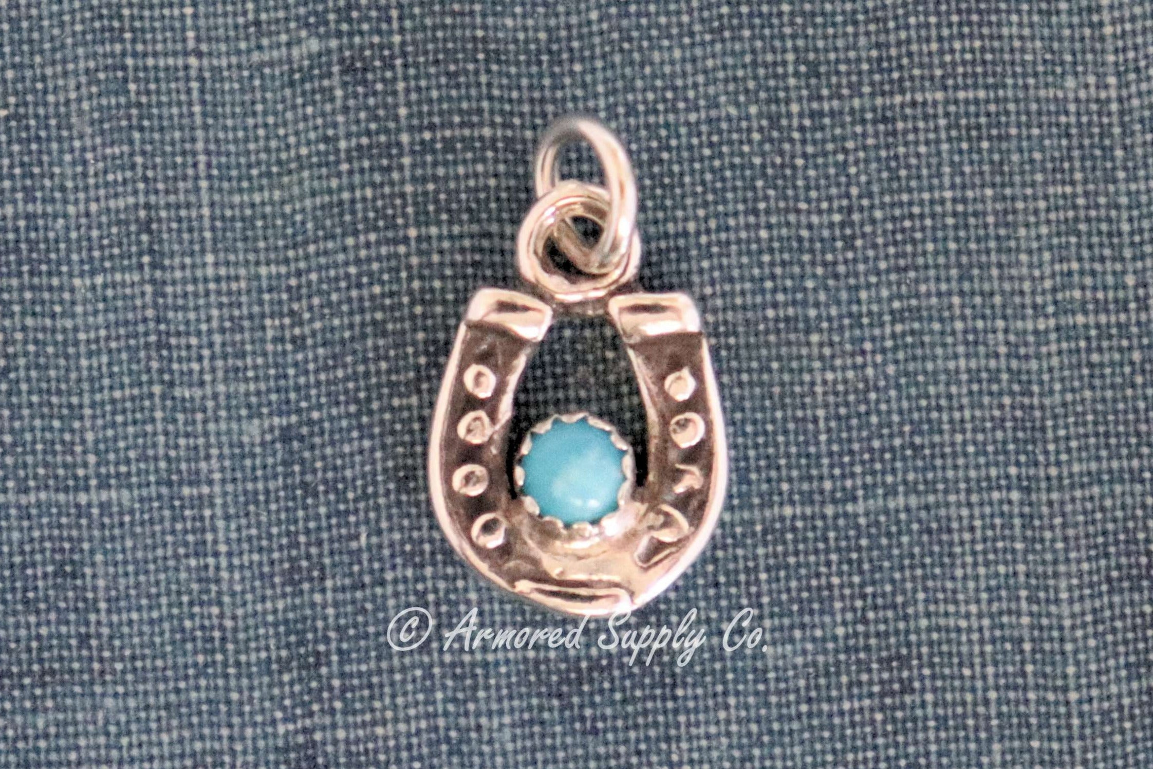 Sterling Silver Horseshoe Bezel cup Charm