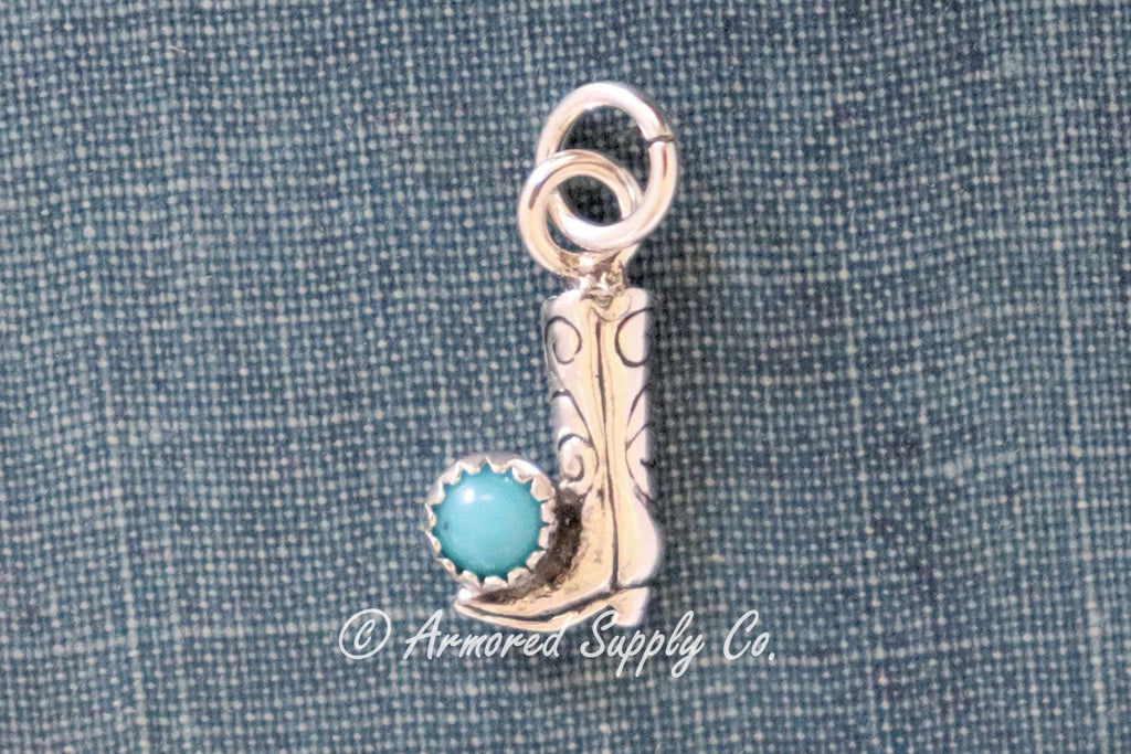 Sterling Silver Cowboy Boot Bezel Cup Charm #1