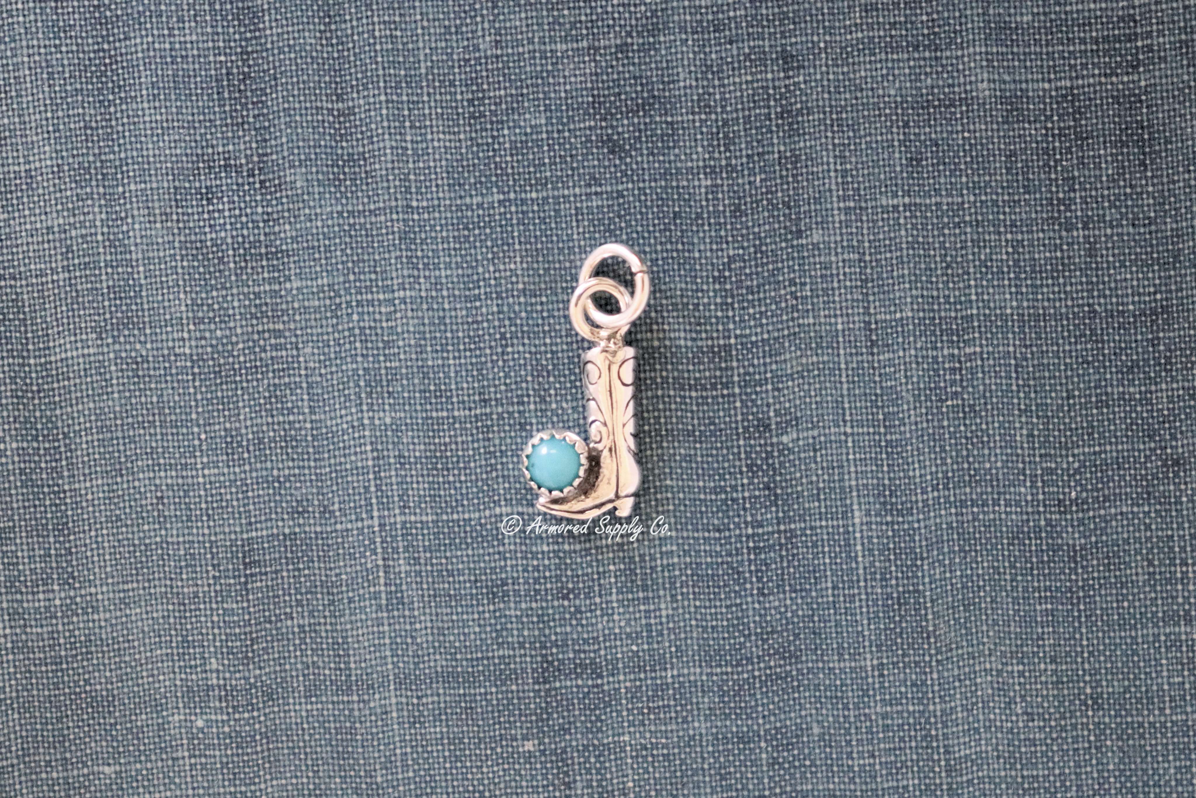 Sterling Silver Cowboy Boot Bezel Cup Charm #1