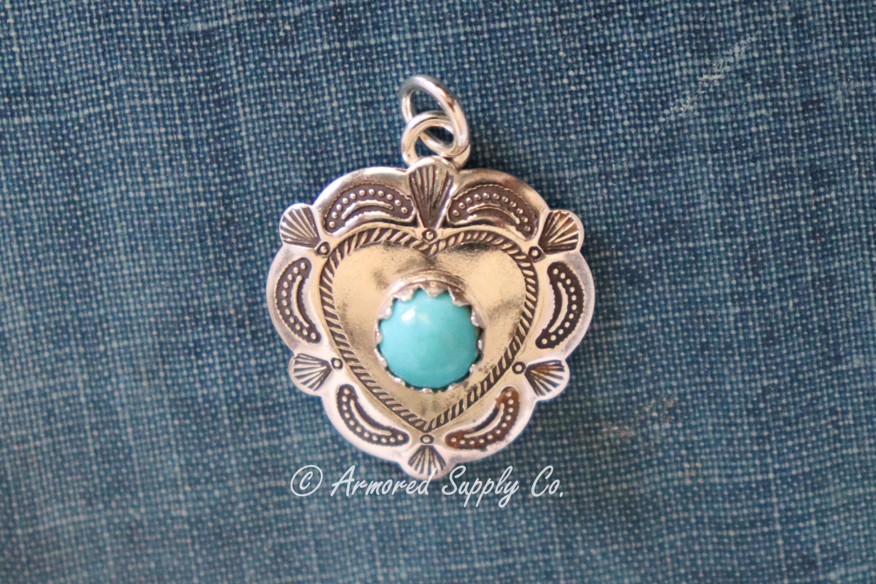 Sterling Silver Small Heart Concho Connector Charm #2
