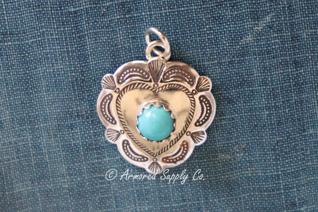 Sterling Silver Small Heart Concho Connector Charm #2