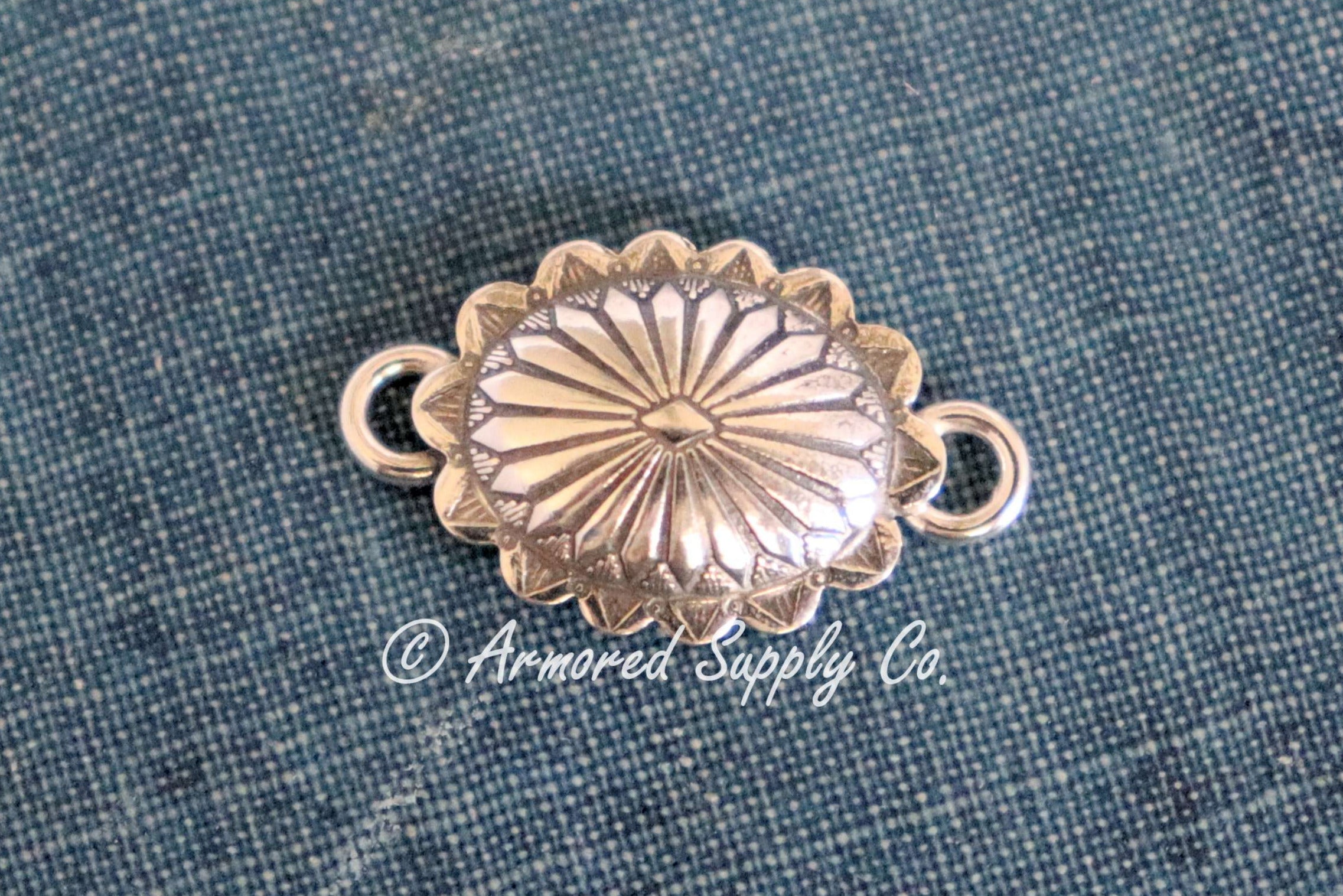 Sterling Silver Mini Oval Concho Connector #1