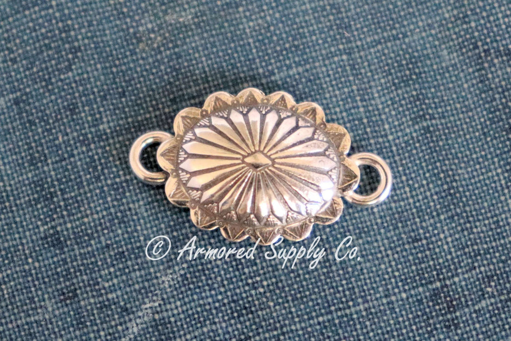 Sterling Silver Mini Oval Concho Connector #1