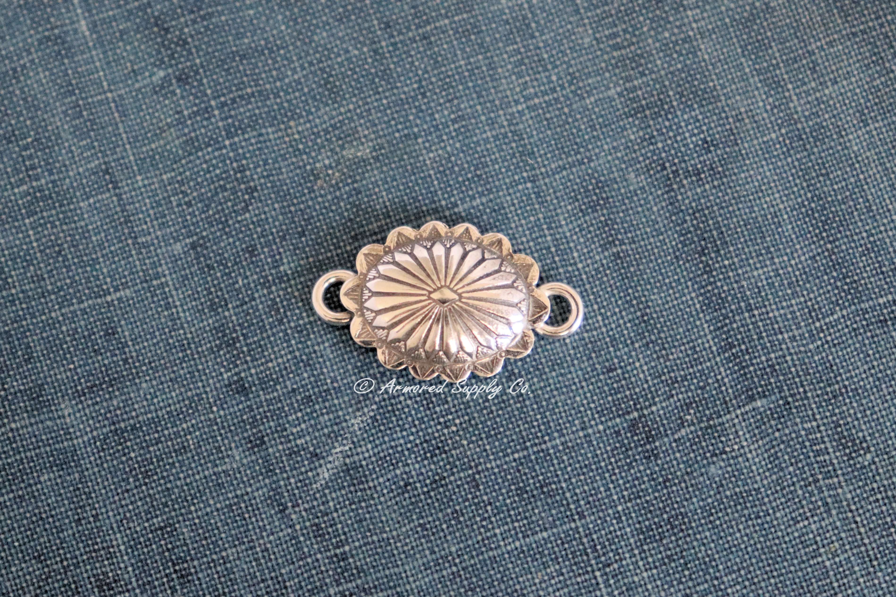 Sterling Silver Mini Oval Concho Connector #1