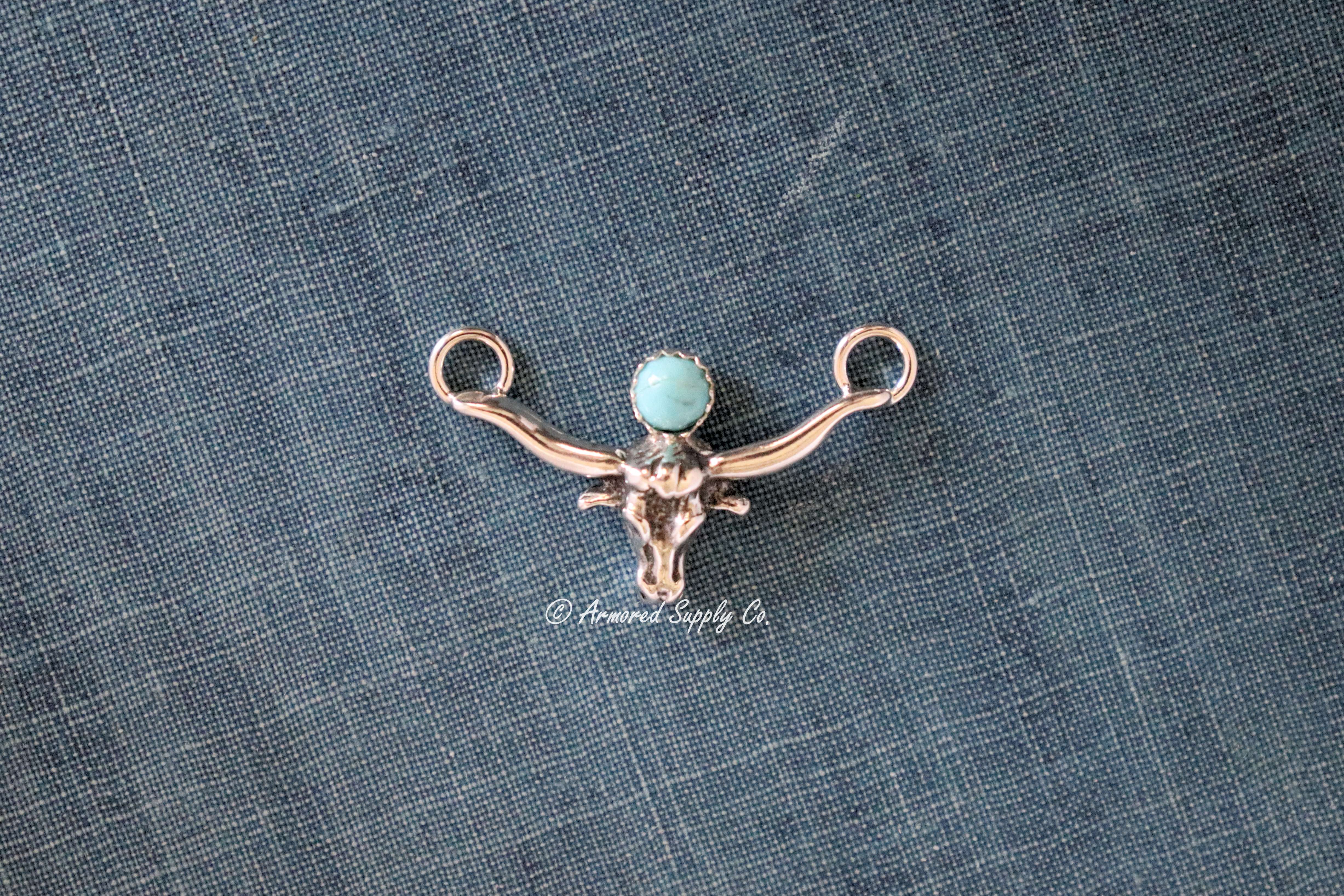 Sterling Silver Longhorn Steer Bezel Cup Connector