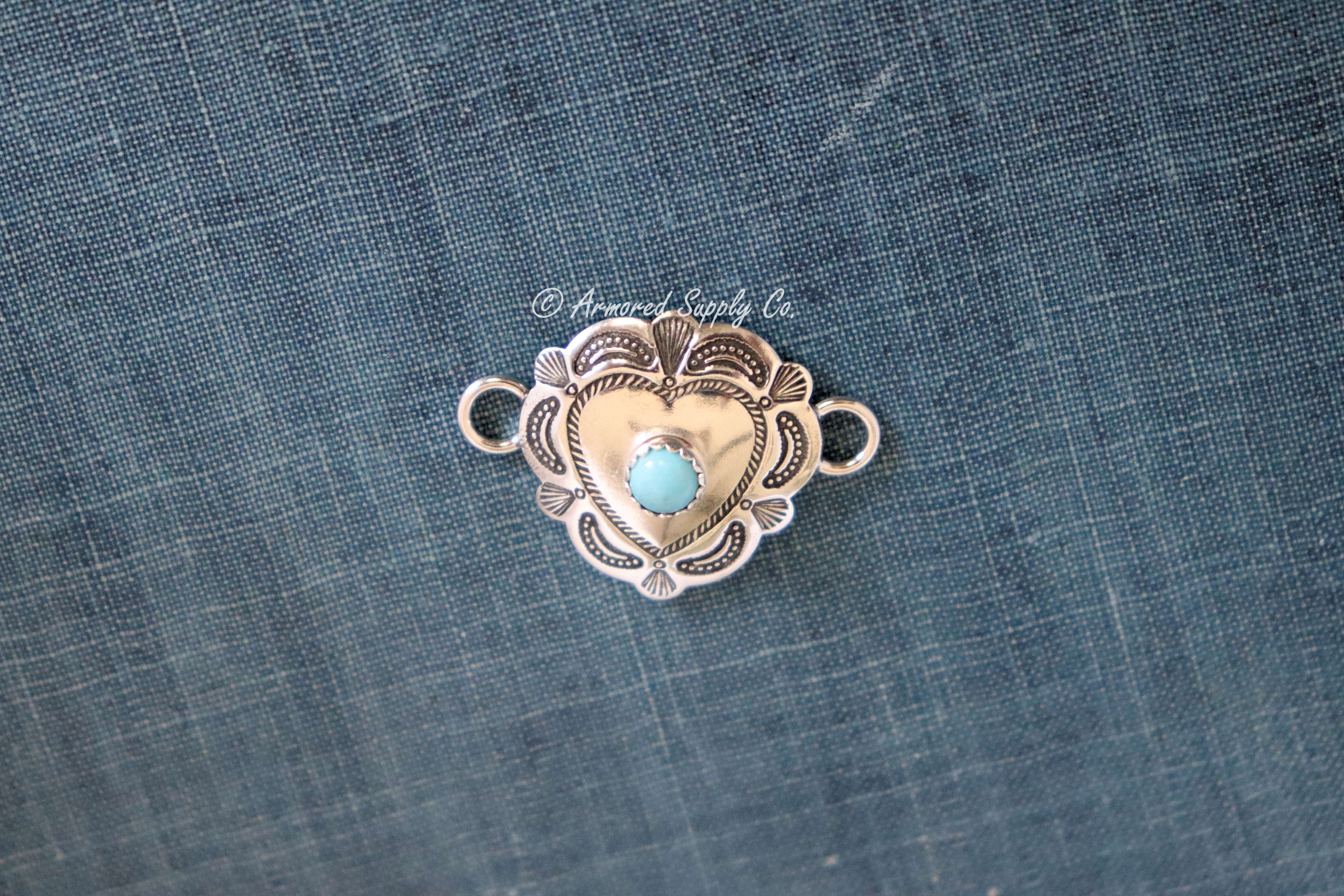 Sterling Silver Small Heart Concho Connector Charm #3