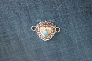 Sterling Silver Small Heart Concho Connector Charm #3