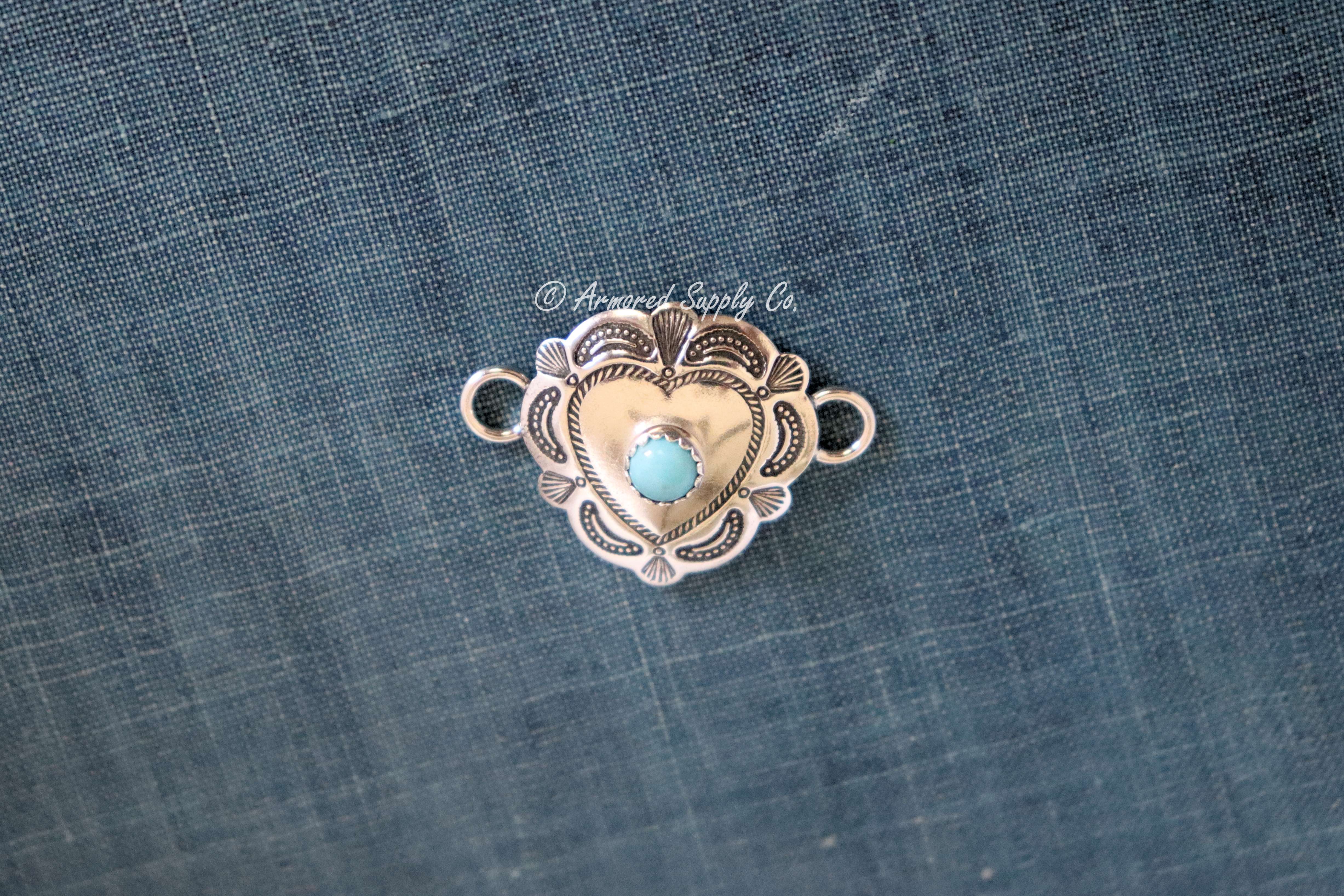 Sterling Silver Small Heart Concho Connector Charm #3