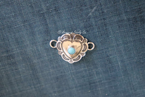 Sterling Silver Small Heart Concho Connector Charm #3