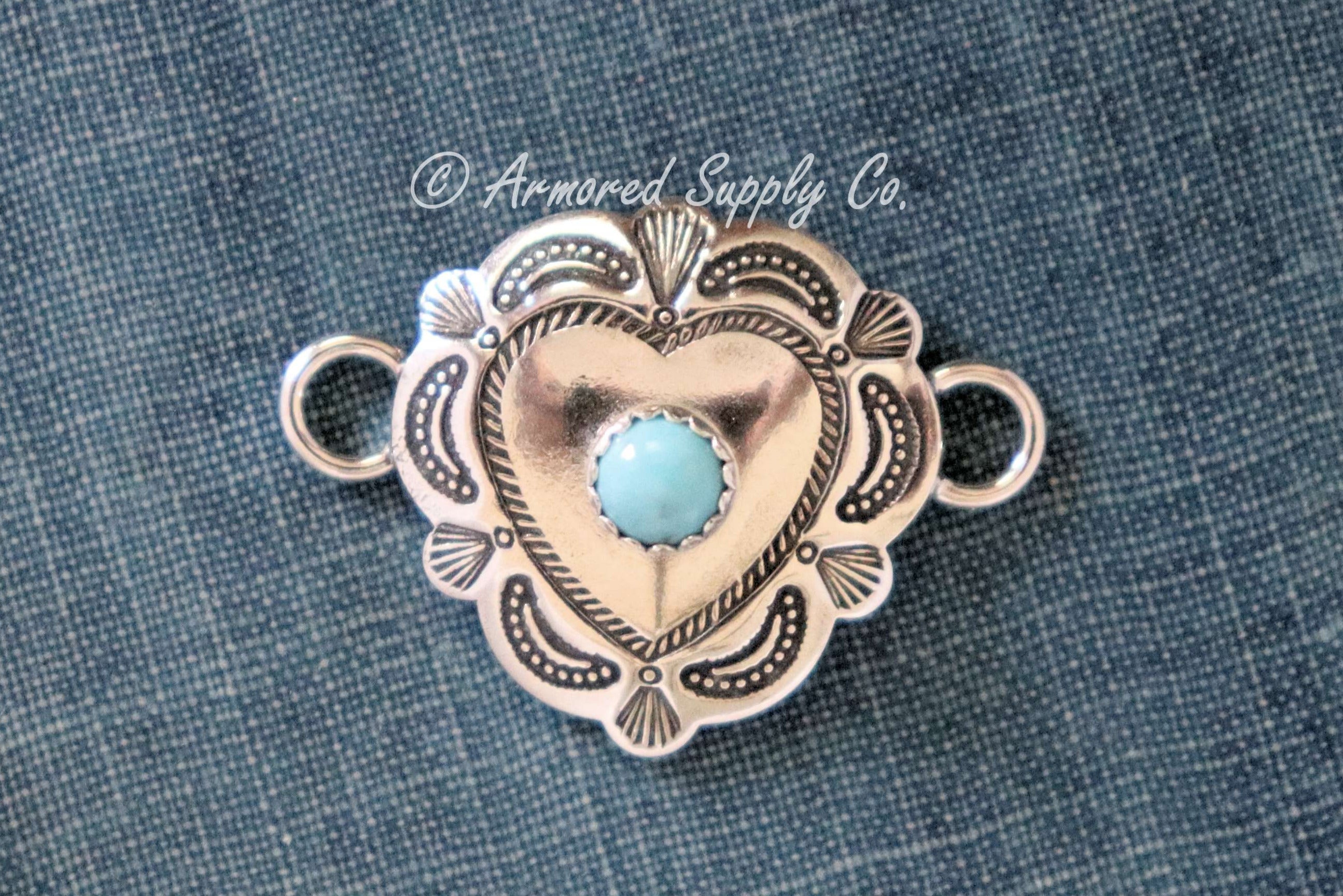 Sterling Silver Small Heart Concho Connector Charm #3