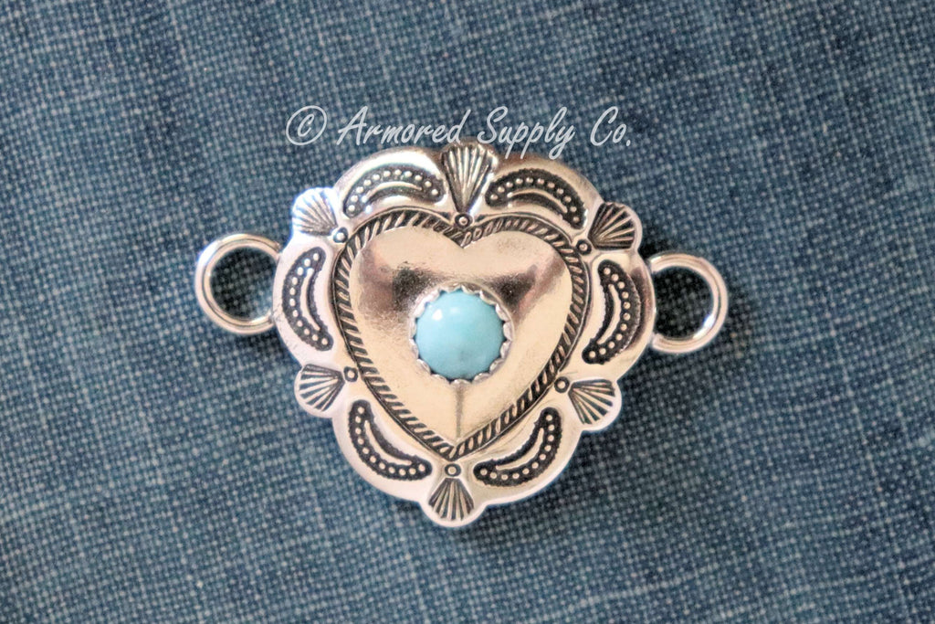 Sterling Silver Small Heart Concho Connector Charm #3