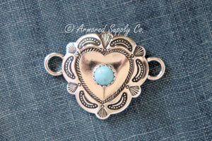 Sterling Silver Small Heart Concho Connector Charm #3