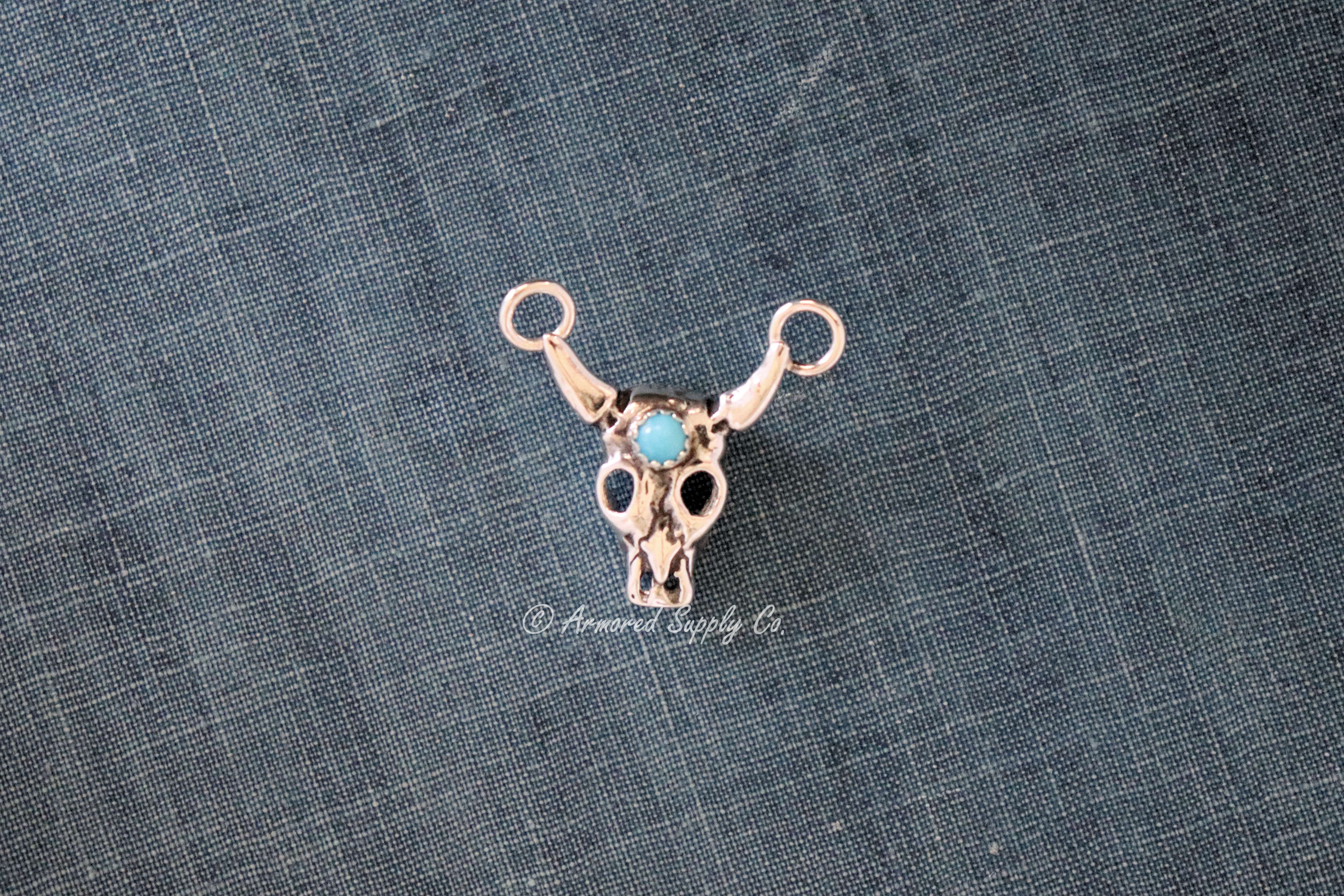 Sterling Silver Longhorn Steer Skull Bezel Cup Connector