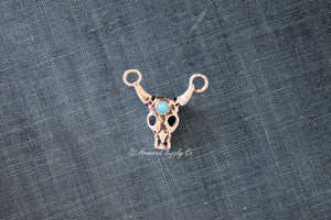 Sterling Silver Longhorn Steer Skull Bezel Cup Connector