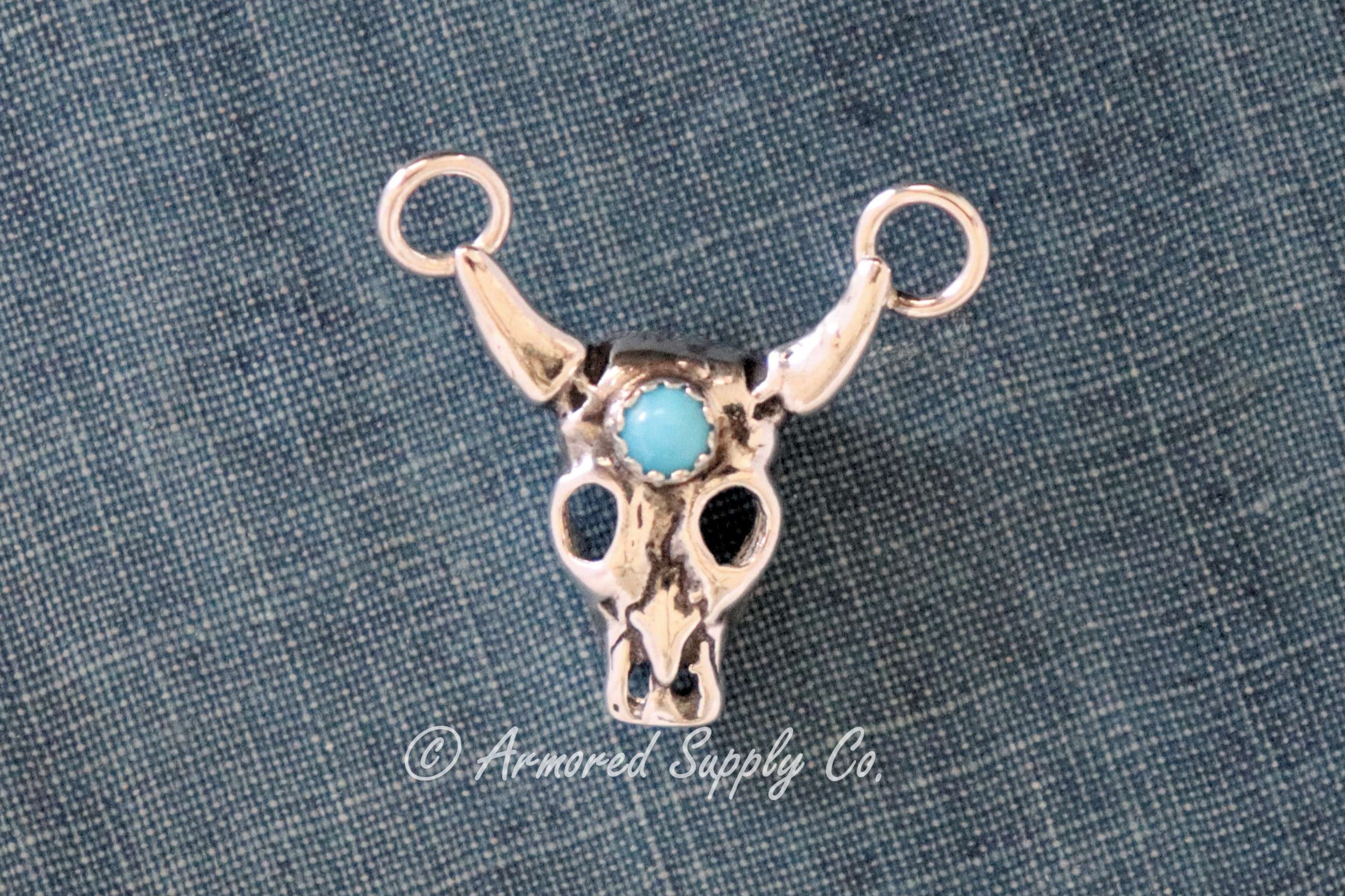Sterling Silver Longhorn Steer Skull Bezel Cup Connector