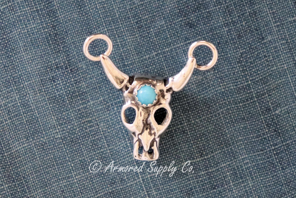 Sterling Silver Longhorn Steer Skull Bezel Cup Connector