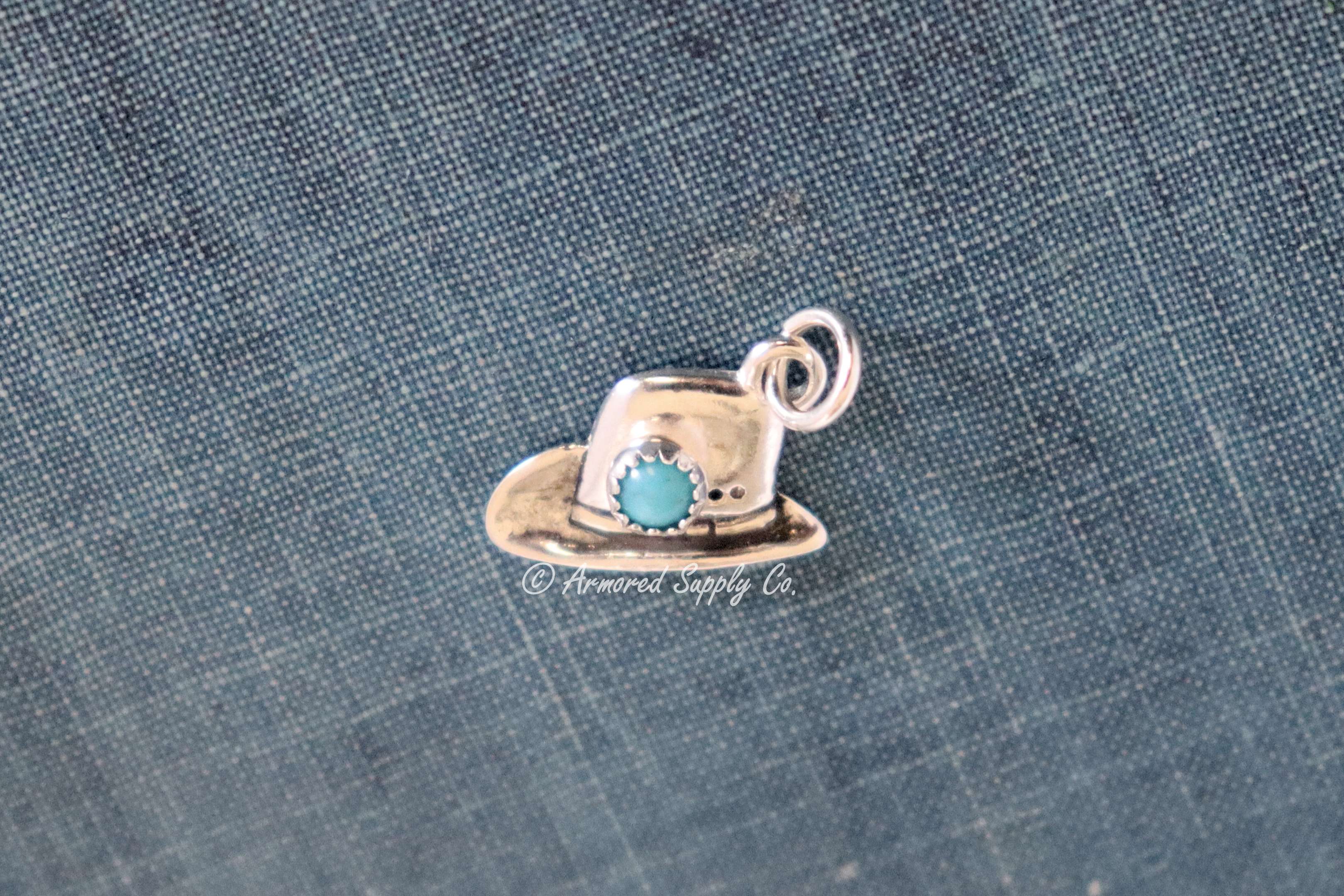 Sterling Silver Cowboy Cowgirl Hat Bezel cup Charm Charm