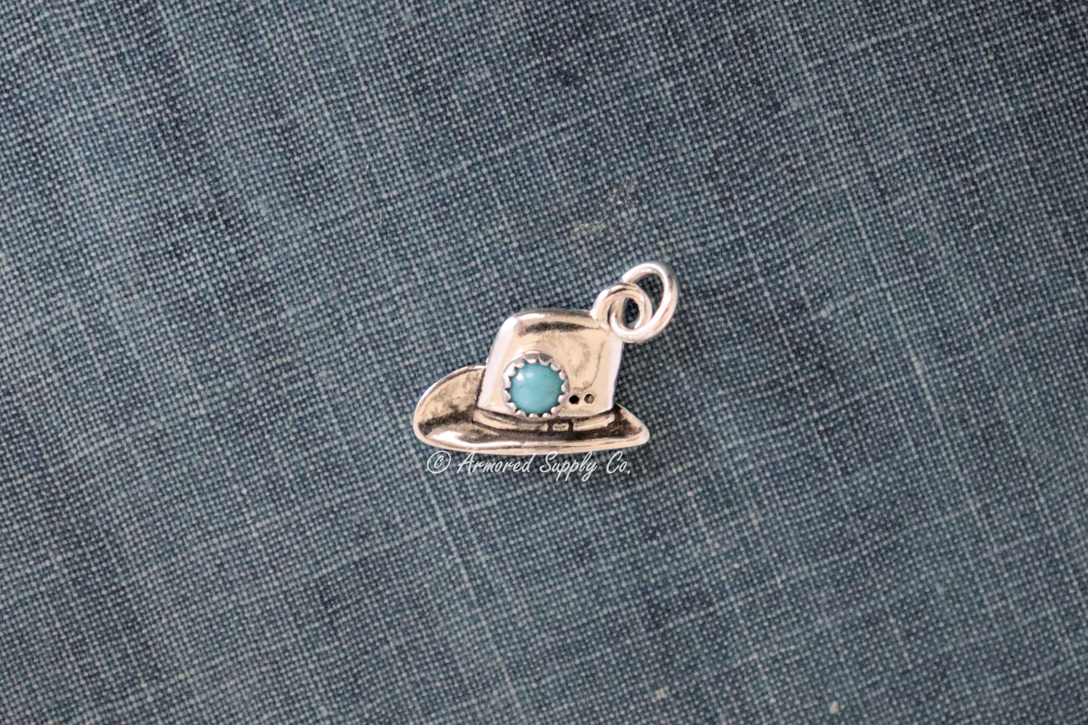 Sterling Silver Cowboy Cowgirl Hat Bezel cup Charm Charm