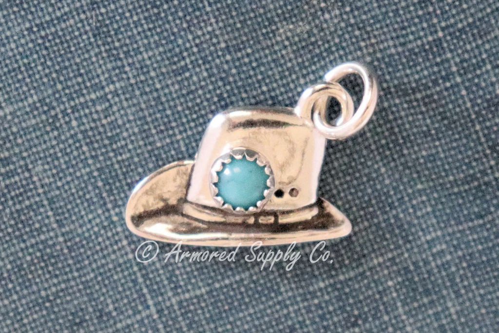 Sterling Silver Cowboy Cowgirl Hat Bezel cup Charm Charm