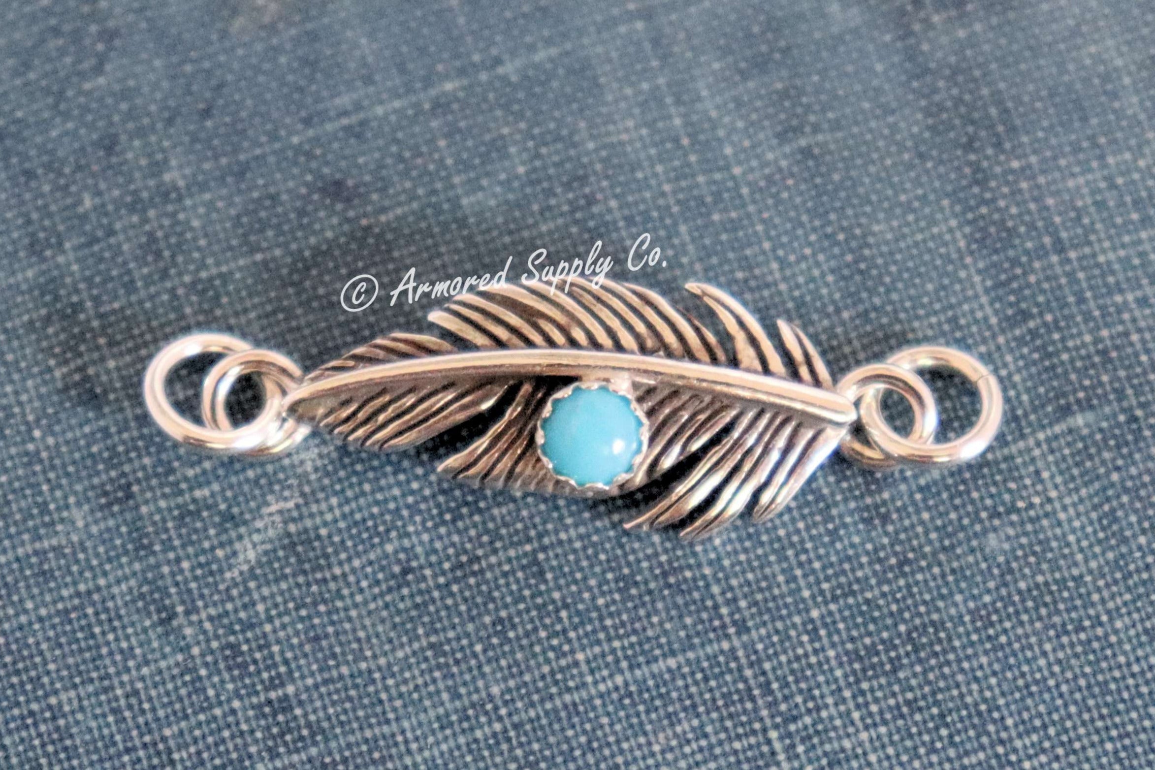 Sterling Silver Feather Bezel cup Connector